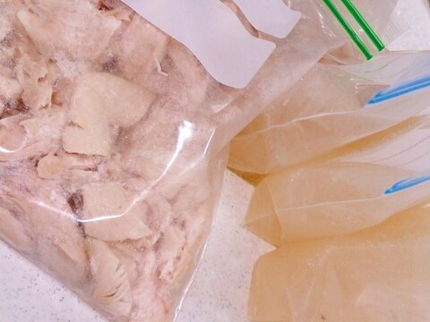 鶏ささみの簡単冷凍保存～チキンスープストック付き～